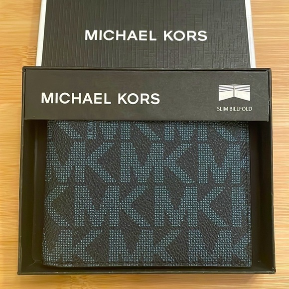 Brand New Michael Kors Admiral Blue Jet Set Slim Billfold Men’s Wallet - Picture 14 of 14